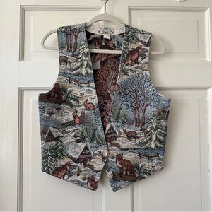 Orvis Woodland Tapestry Vest with Winter Cabin Scene